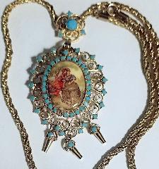Turquoise Cabochons Painted(Hand/Transfer) Pin Pendant
