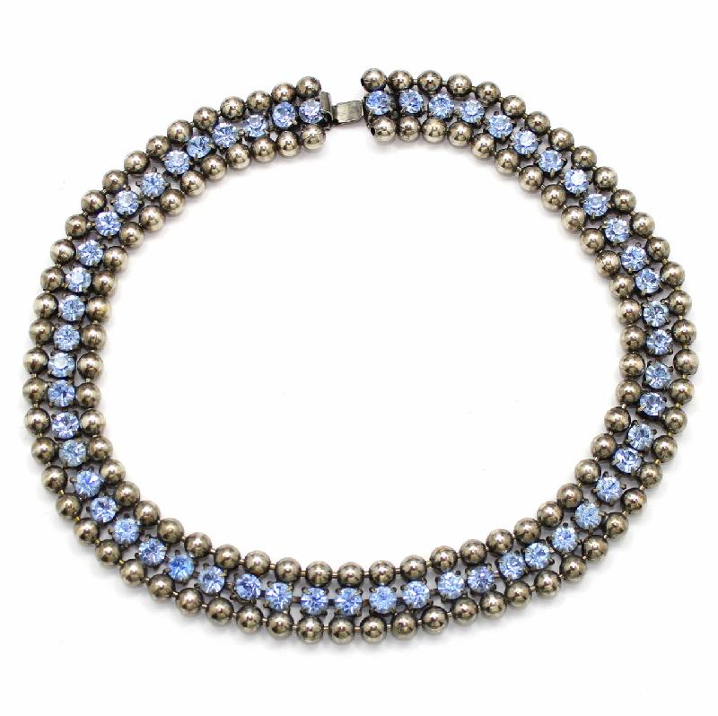 Front view of Blue Chatons Only Necklace