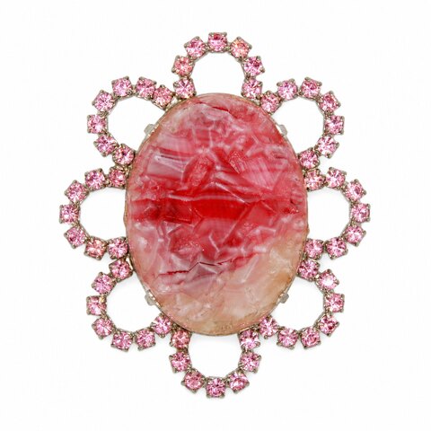 Pink Geode Molded/Cut Brooch